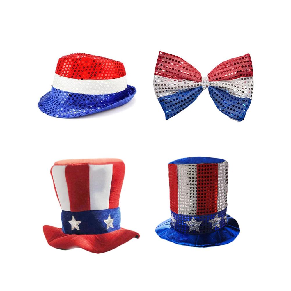 Vintage Fliegen für den Independence Day! Leichtes Design mit US Flaggen ideal für Weihnachten & Vergnügungspark. Rote & blaue Pailletten-Fliege für stilvolle Feierlichkeiten