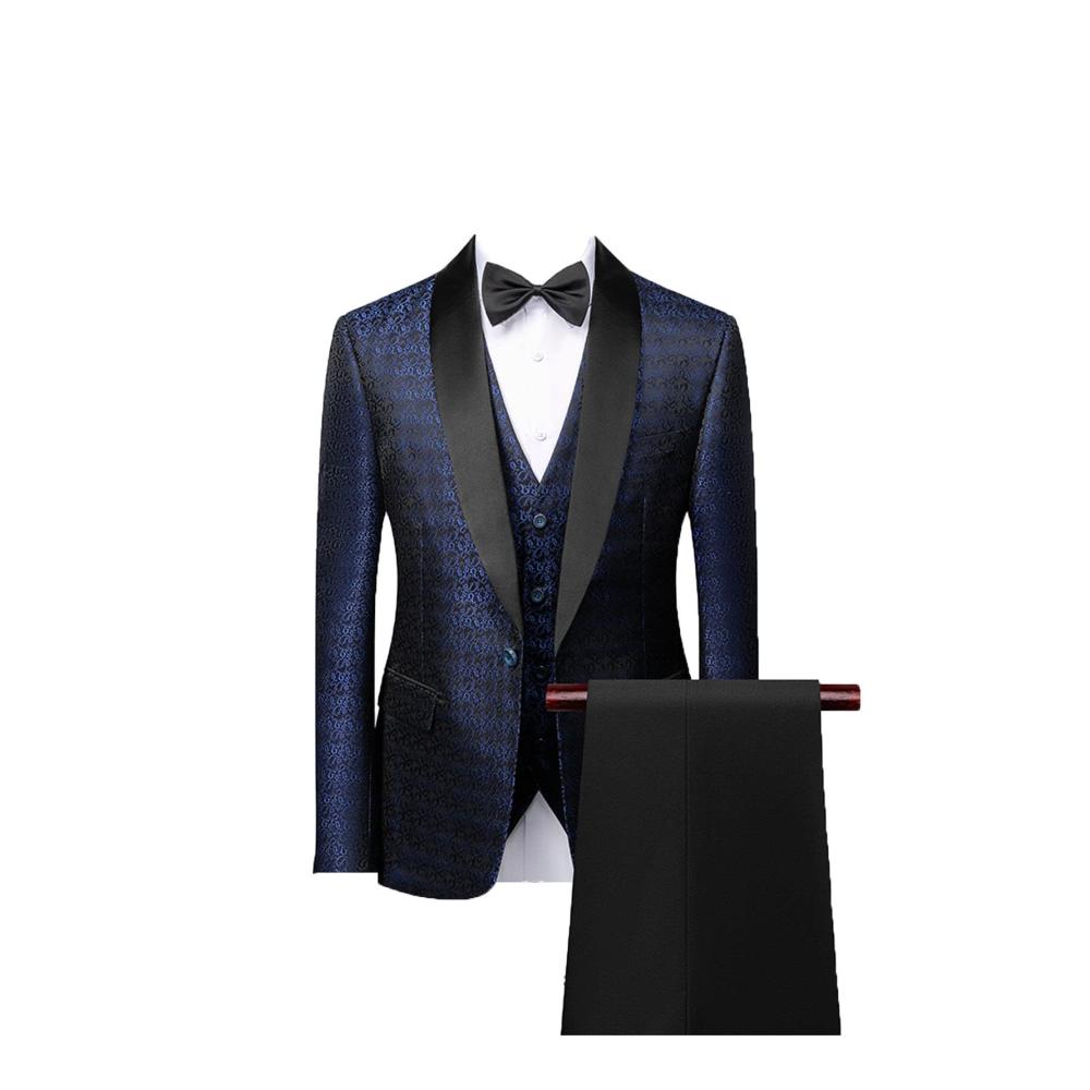 Exklusiver 3-teiliger Herren Hochzeitsanzug Eleganter Jacquard-Blazer Vintage Weste & Hose Ein-Knopf Design für den stilvollen Trauzeugen