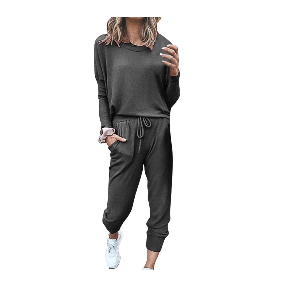 Bequemer Damen Trainingsanzug mit Kapuze 2-teiliges Sportanzug Set für Herbst und Winter Freizeit Fitness Joggen