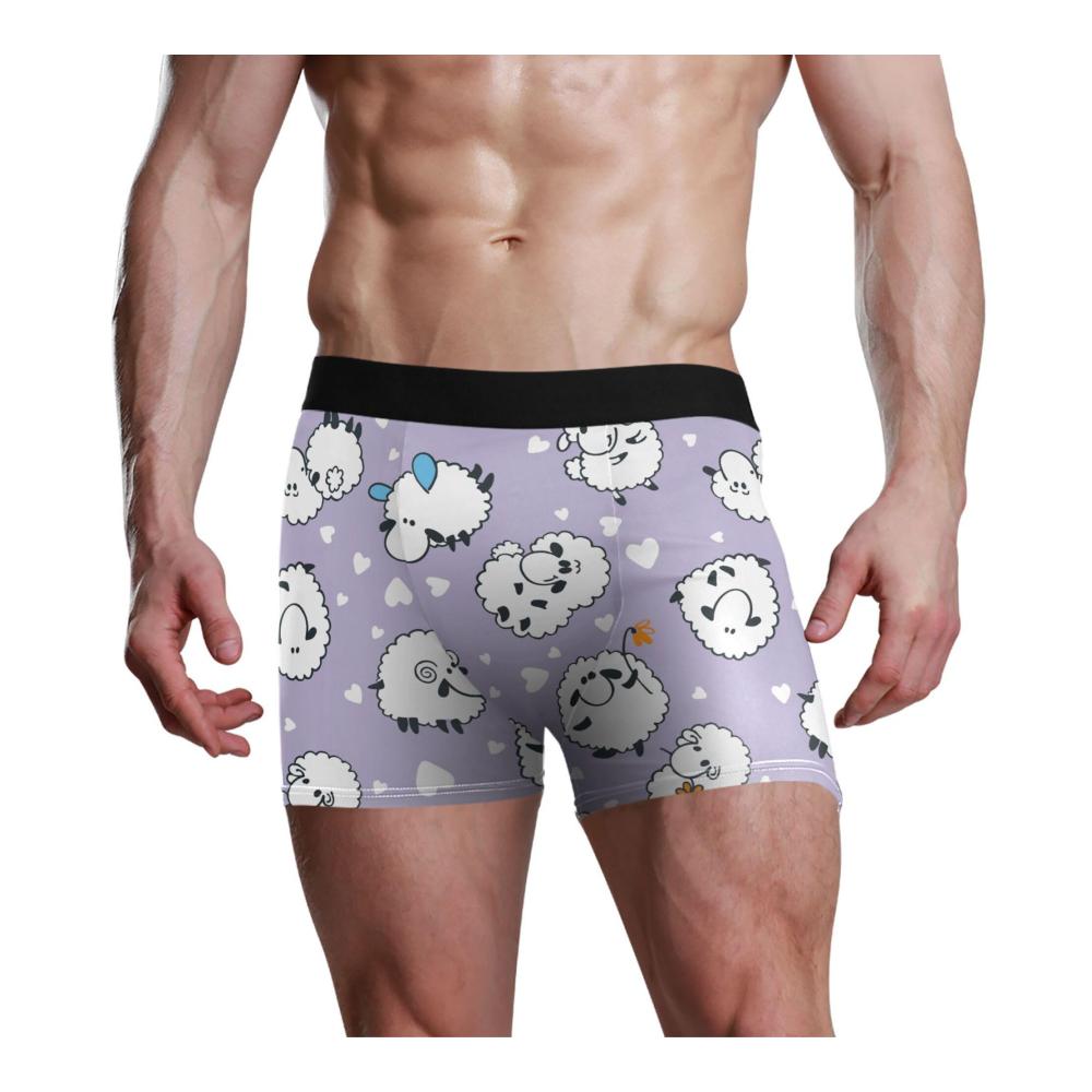 Entzückende lila Boxershorts für Herren mit Cartoon-Schafmotiv | Laufunterwäsche in Größe S | Komfort und Stil vereint