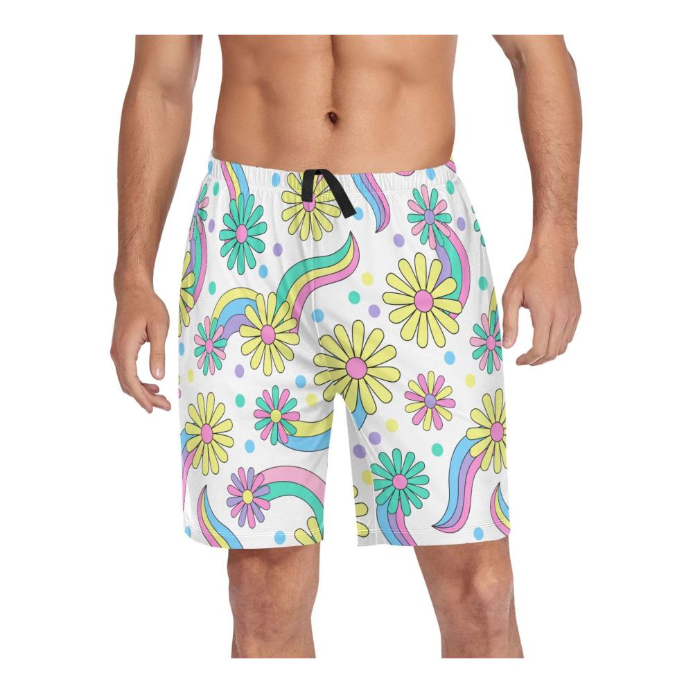 Psychedelic Floral 70er 80er Retro Hippie Gänseblümchen Regenbogen
