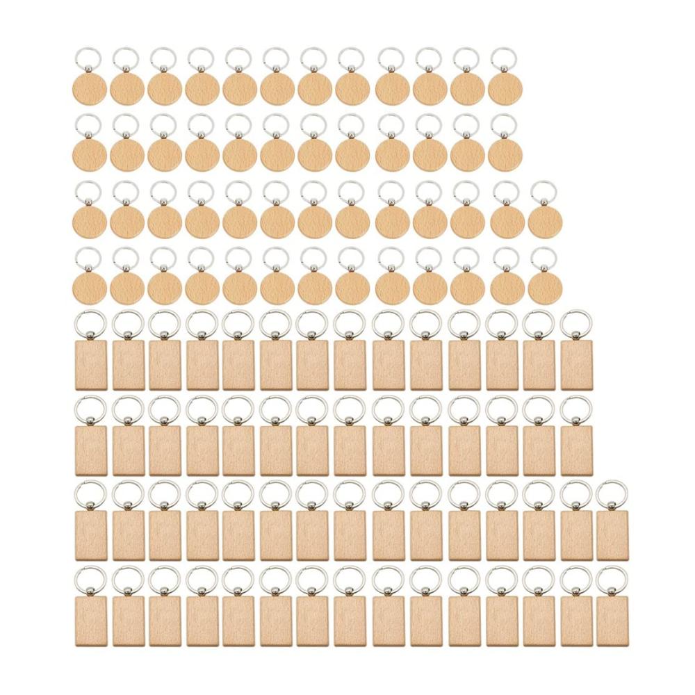 100er Pack DIY Schlüsselanhänger aus Holz in Herz- Rund- und Ellipsenform für Damen | Ideal für Schlüsselanhänger Holzringe und Skulpturen