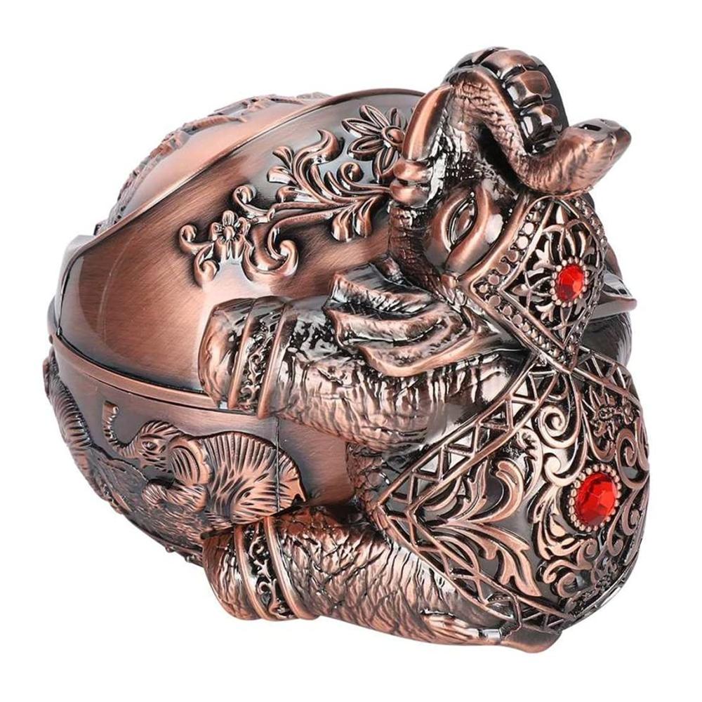 Stilvoller Taschenaschenbecher Vintage Metal Tragbar Mit Deckel – Perfekte Home & Office Dekoration! Holen Sie sich jetzt Ihren Elefanten-Zigarettenaschenbecher
