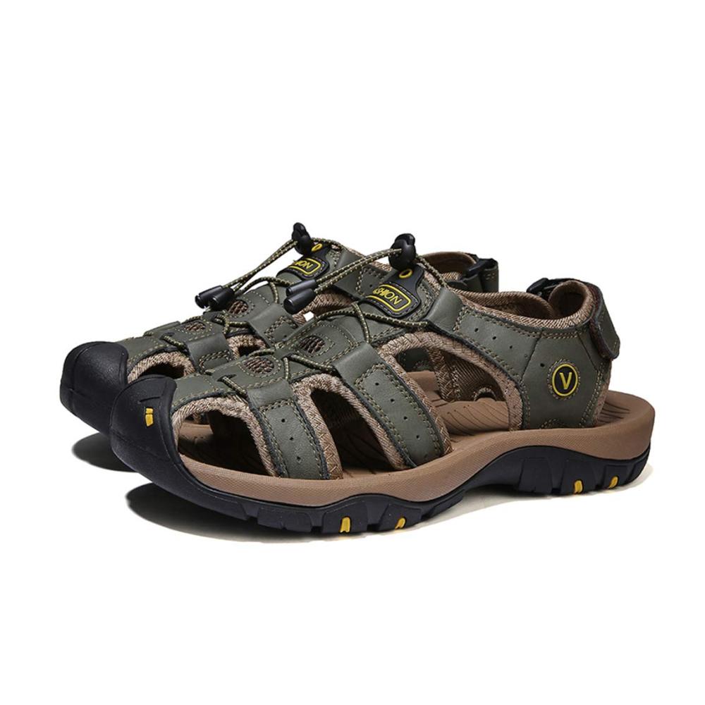 Ultimativer Sommerkomfort Hochwertige Ledersandalen für Herren - Geschlossene Zehen Atmungsaktives Design für den Strand. Perfekt für den Urlaub