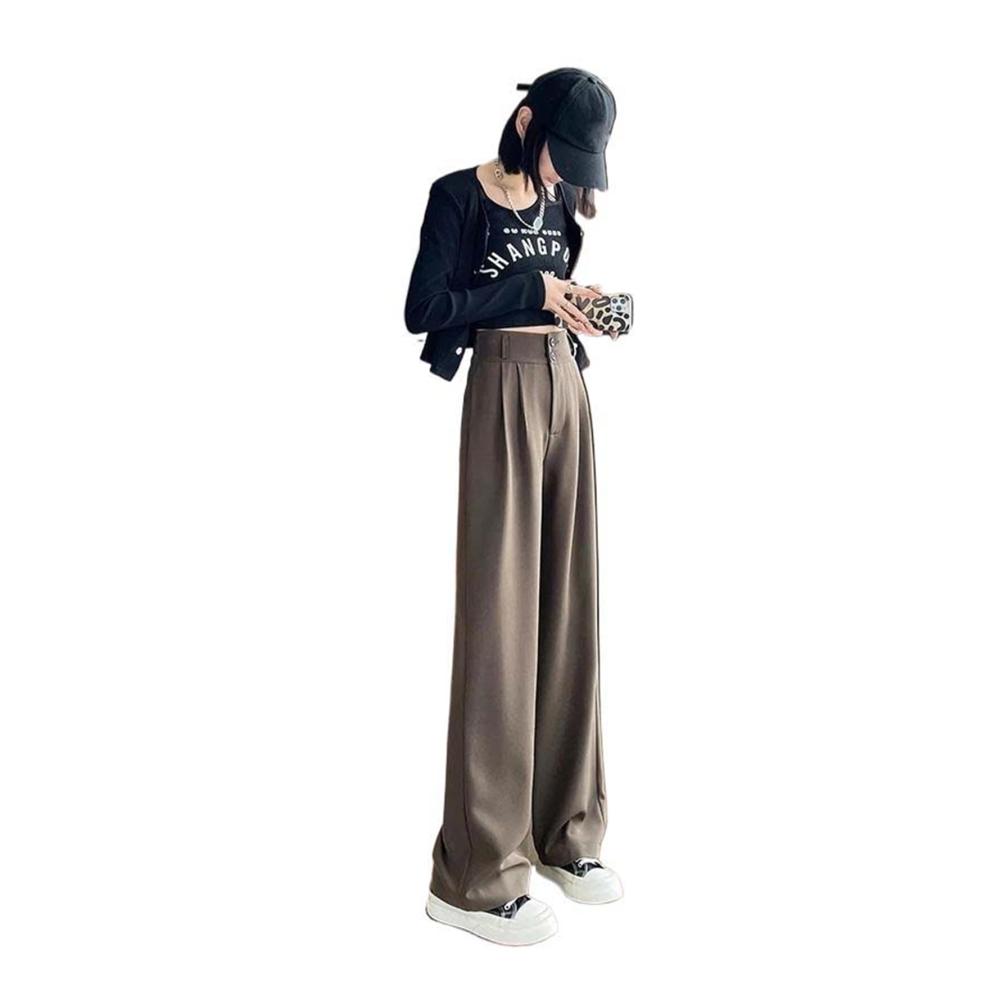 Attraktive Schwarze Hohe Taille Damen Hosen Stilvolle Lose Bürohosen in Voll Länge für Elegante Weibliche Outfits. Jetzt Bestellen und Stil neu definieren