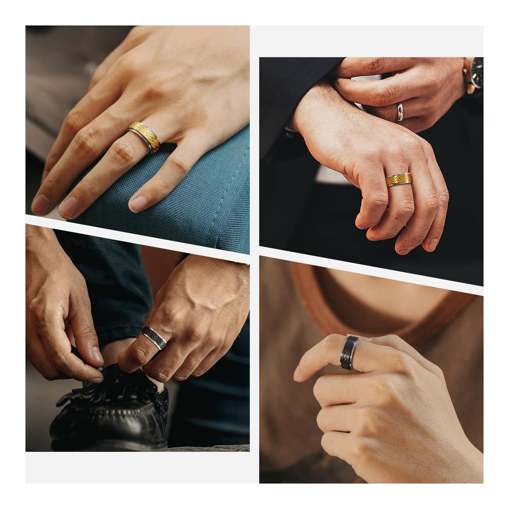Entdecke maskuline Eleganz Personalisierte Herren Ringe - Keltischer Knoten 10mm breit in Schwarz. Perfekt für Freunde Ehemann Modell. Inklusive Geschenkbox