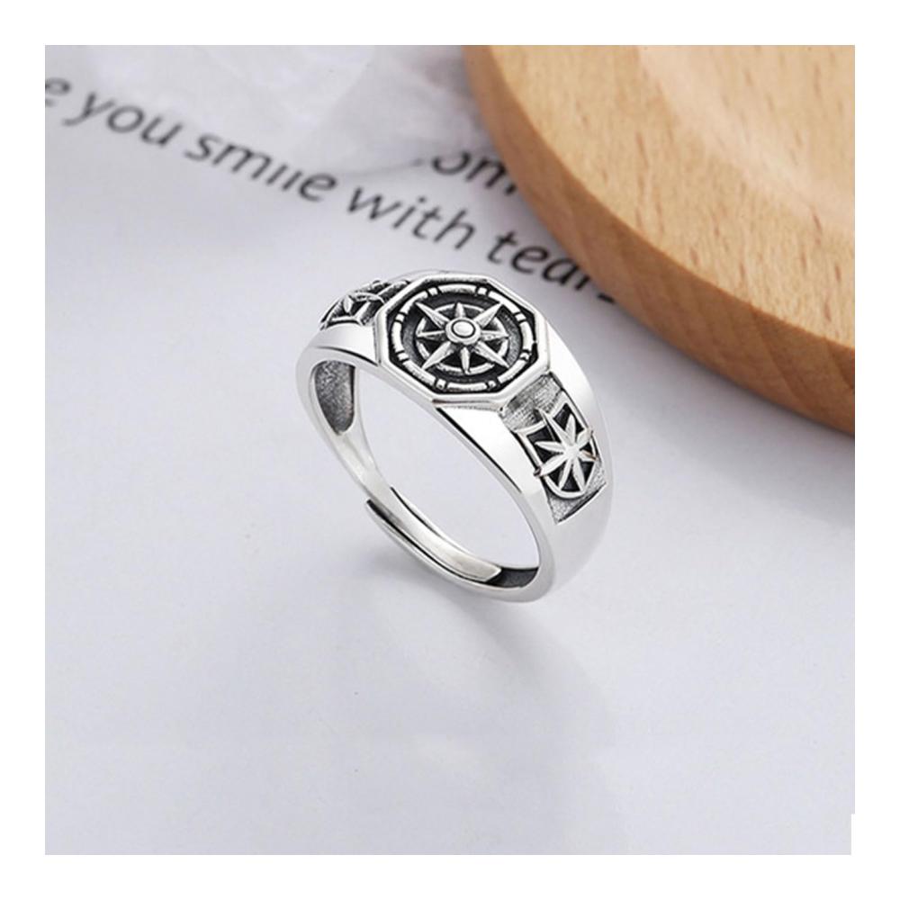Entdecken Sie die Vielseitigkeit von Ringen Verstellbarer Silberring für Herren Fidget-Ring mit Schwarzberg-Motiv offen und anpassbar. Perfekter Vintage-Schmuck für Männer Frauen und Unisex