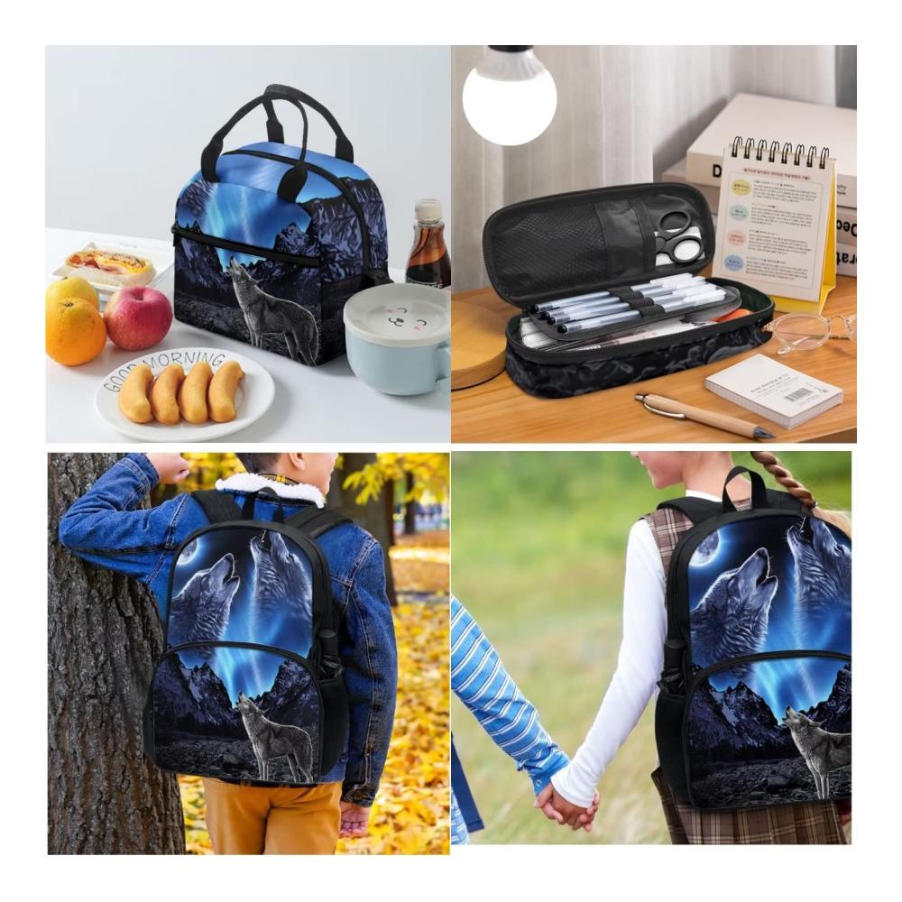 Ultimatives Schultaschen-Set Kinder-Rucksack Büchertaschen Lunchbox und Federmäppchen - Perfekte Geschenke für Schulanfänger! Jungen und Mädchen werden begeistert sein