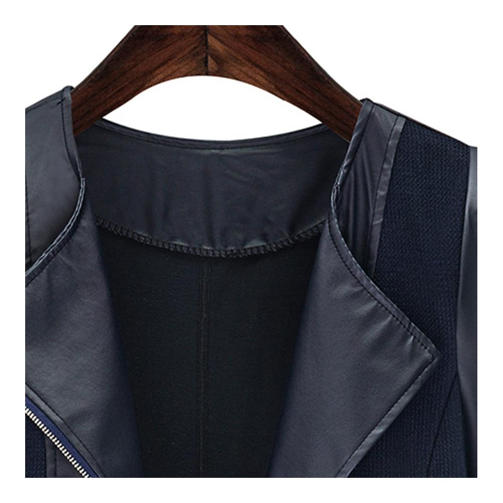 Damen Jeansjacke Oversized mit Reißverschluss abgenutztem Bund Taschen Kordelzug und Kette (Plus Size