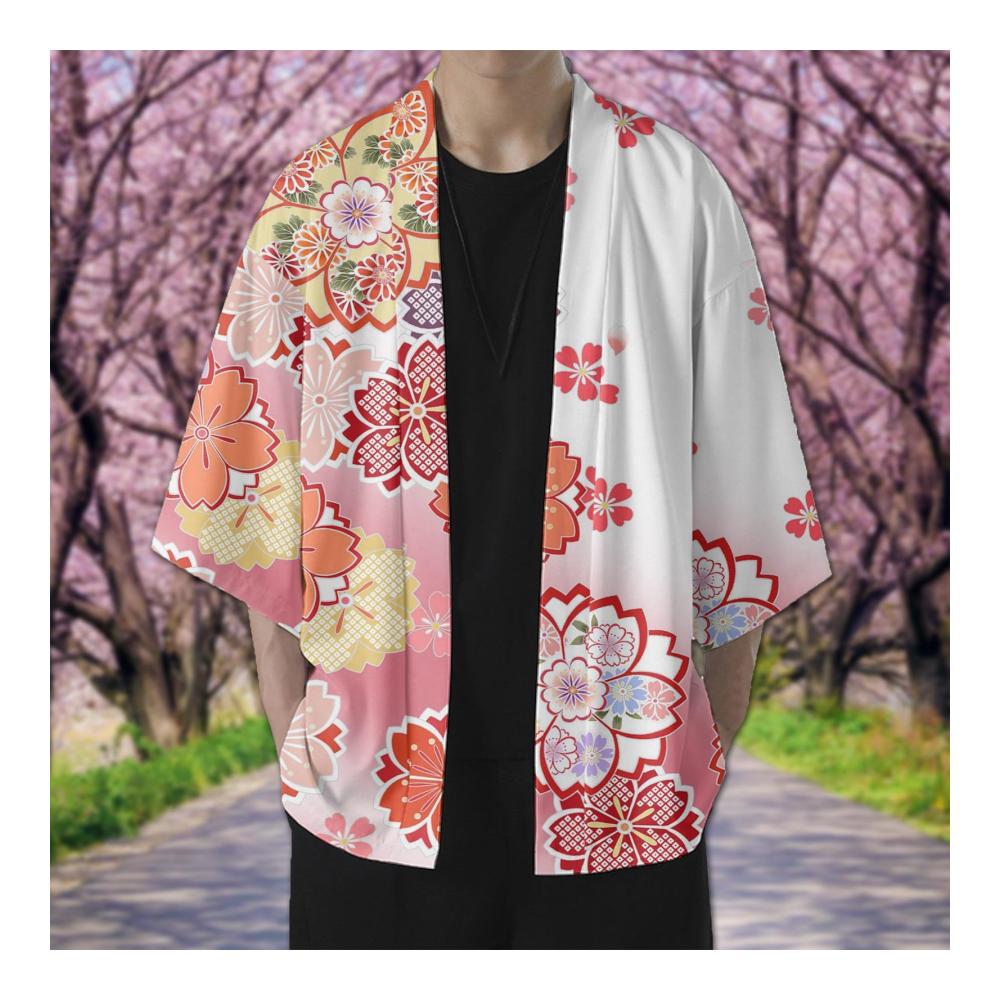 Entspannen Sie stilvoll Hochwertige Bademäntel für Herren – Japanischer Kimono mit Kirschblütenmuster für einen Hauch von Anime-Flair. Holen Sie sich Ihren Sommer-Luxus