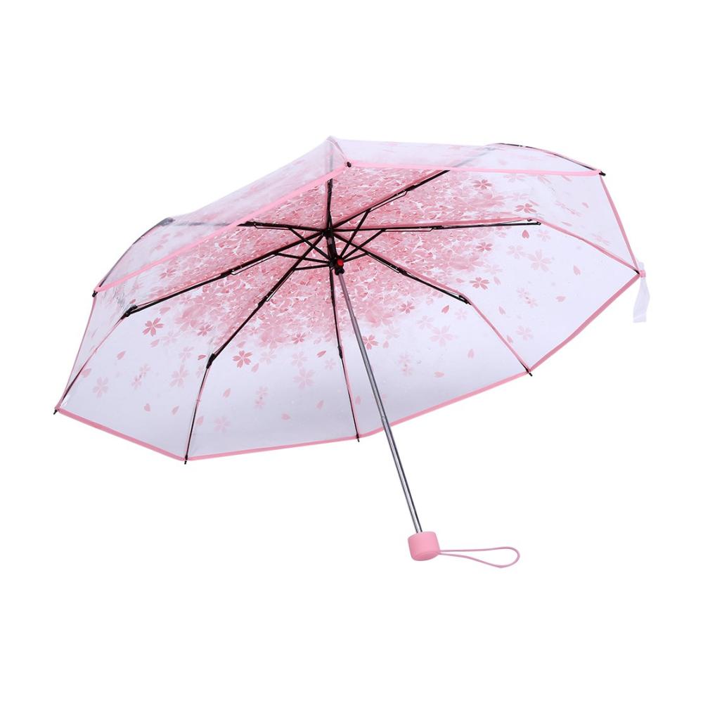 Entzückender Taschenschirm Transparent mit Kirschblütenmuster in Rosa für modische Prinzessinnen. Kompakt praktisch und stilvoll