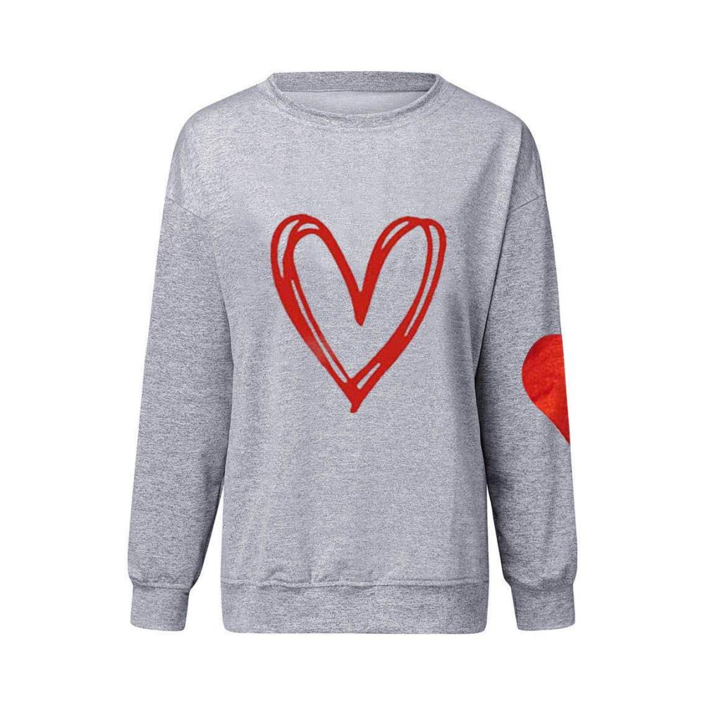 Stilvoll und Gemütlich Damen Pullover mit Herzdruck – Perfekt für den Valentinstag! Langärmliges Sweatshirt für Damen – Ein Must-have