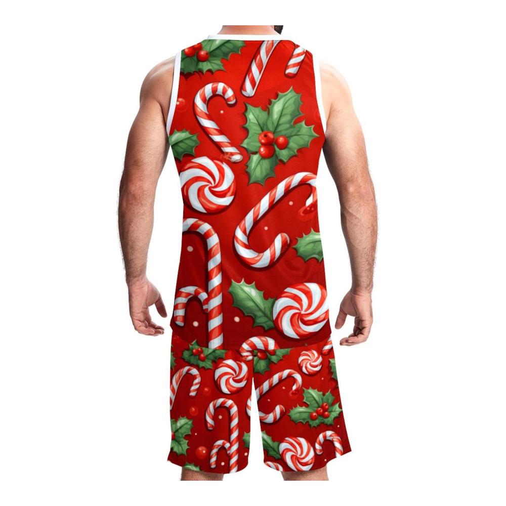Einzigartige Teamuniform Bezaubernde Zuckerstange Spieltrikots für Männer und Frauen 5XL mit praktischen Taschen – Perfekt für den Basketballsport