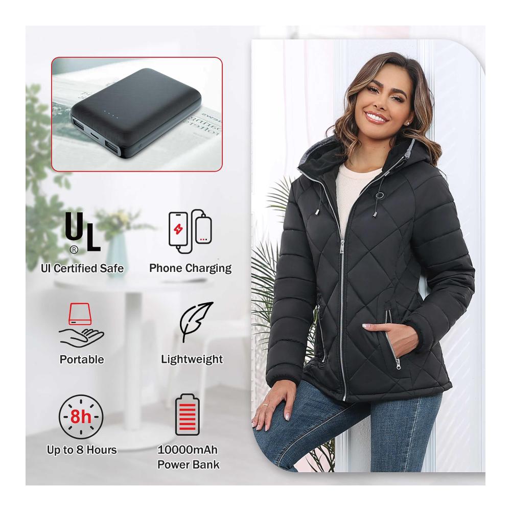Kuschelige Wärme im Winter Beheizbare Damenjacke mit Powerbank | 3 Heizstufen | USB-Heizung | Slim Fit für Ski & Outdoor | Perfektes Weihnachtsgeschenk