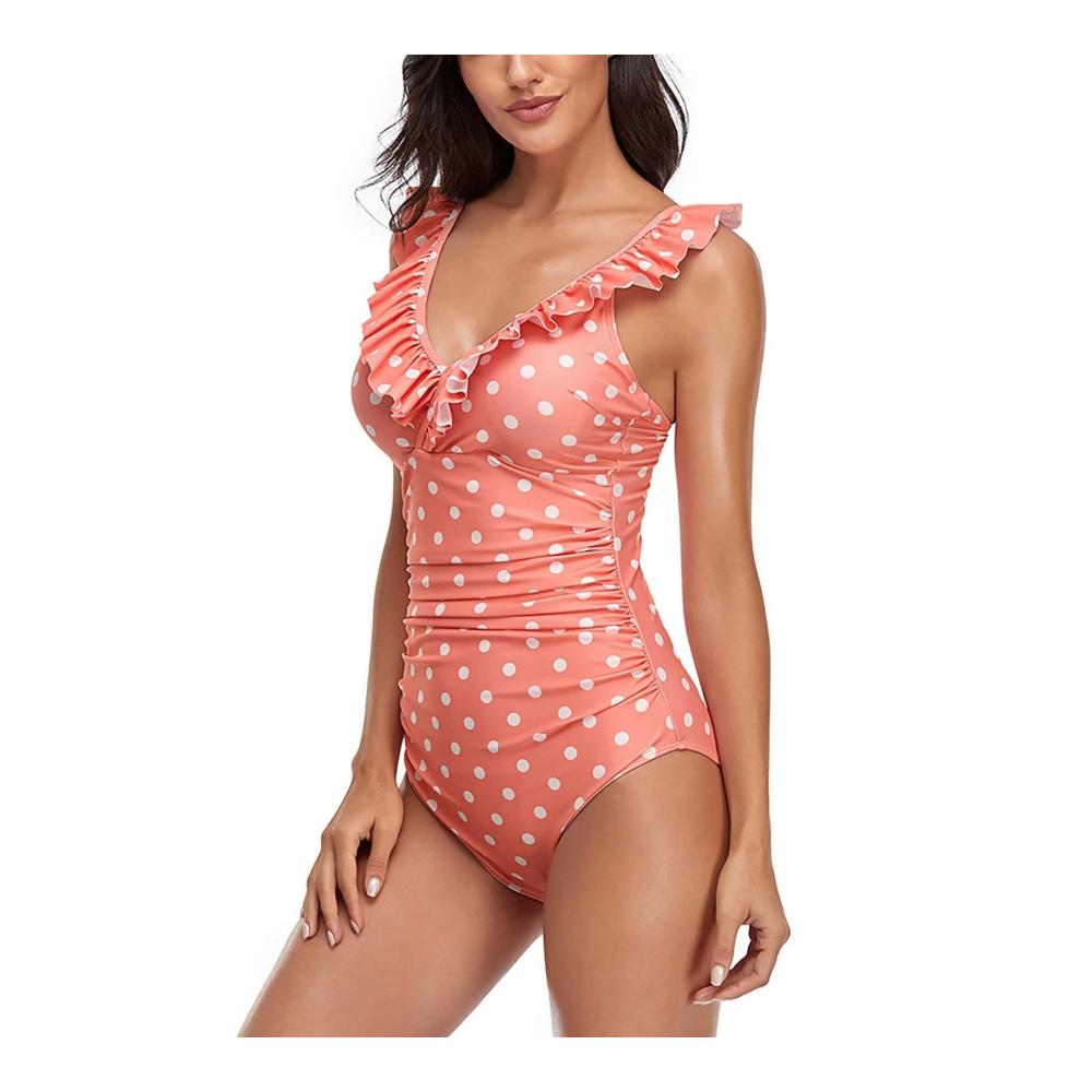 Einzigartiges Set Badeanzug Damen Sport Einteiliger Push-Up mit Schlankheitswirkung Rüschen & Retro-Design. Große Größen für perfekten Sommer-Style