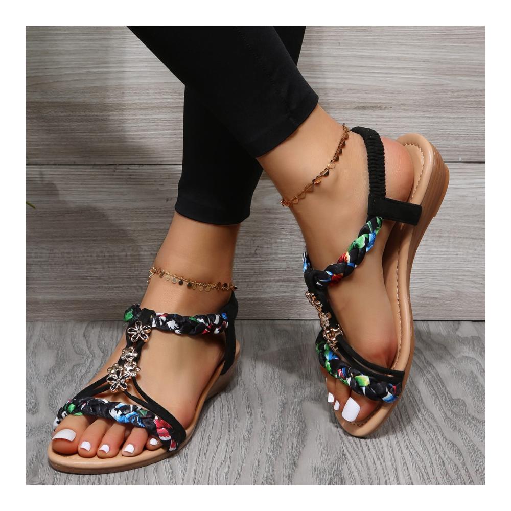 Trendige Damen Zehentrenner Sommer Sandalen für den Boho-Look! Leichte Flachsohle atmungsaktiv und stilvoll – perfekt für Strand und Freizeit. Jetzt sichern und den Sommer genießen