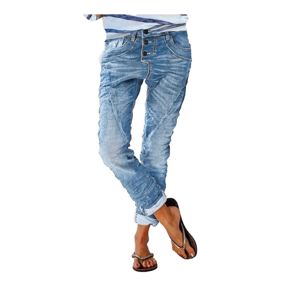 Attraktive Damen Jeanshosen Street Style mit Loose Fit Washed Look & Rissen - Schwarze Denim Leggings für den perfekten urbanen Chic