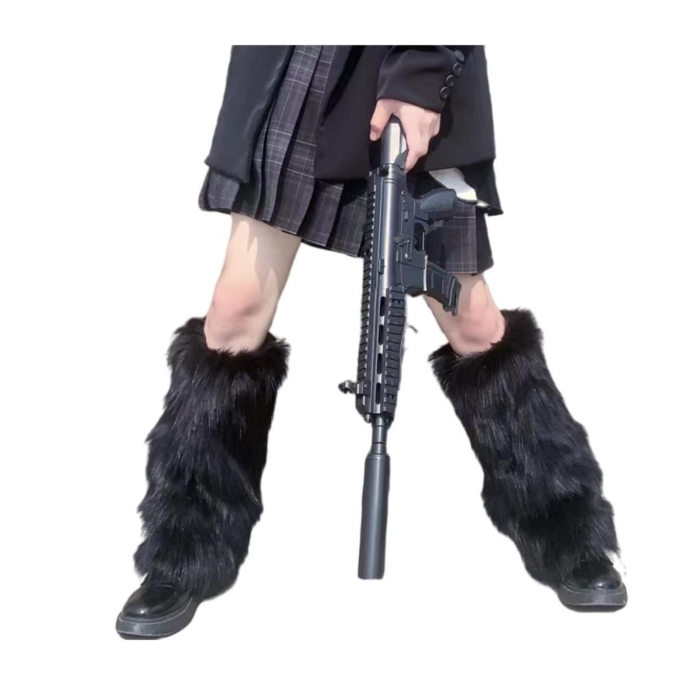 Kreative Kuschelige Stulpen Hochwertige Goth-Stulpen aus Kunstfell für Damen Knielang und Bequem Hipster-Stil