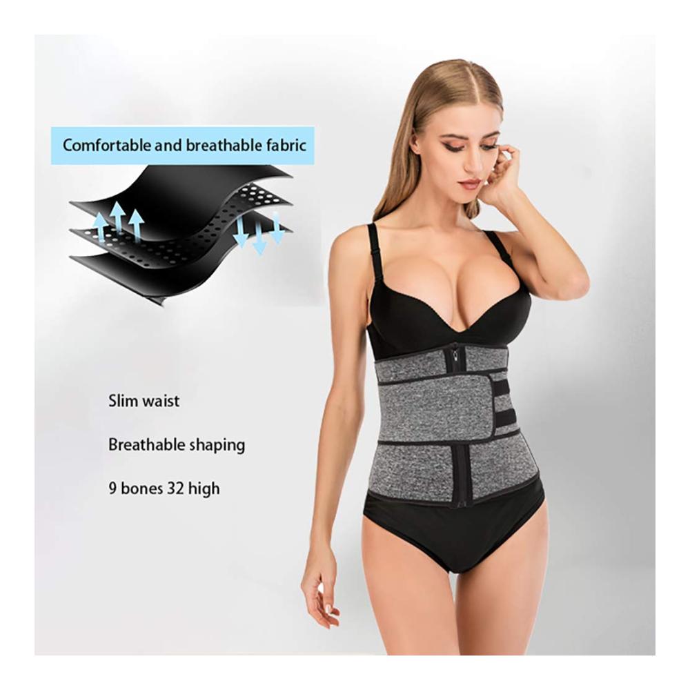 Taillenmieder für Damen - Bauchweggürtel verstellbar Sport Korsett Gurt Fitnessgürtel Waist Trimmer Grau L