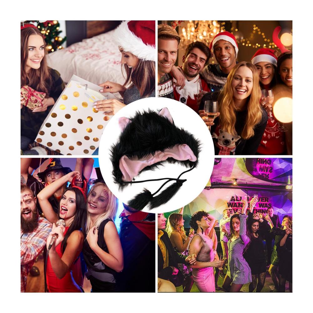 Entdecke die Wärme Flauschige Strickmützen mit Tierohren für kalte Tage und festliche Anlässe - Perfekt für Outdoor-Mode Tanzen Halloween Party und Weihnachten