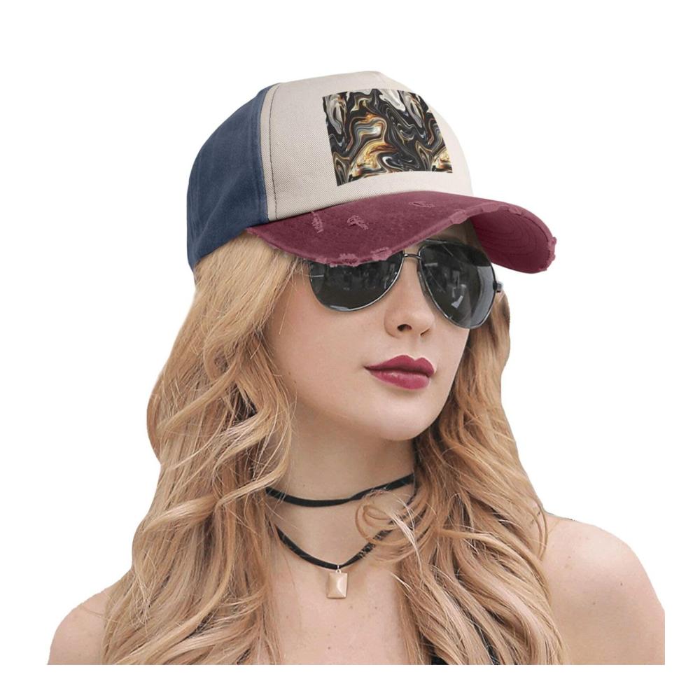 Abstrakte Marmor-Tinte Unisex Baumwoll-Denim-Baseballcap für Outdoor-Sport und Freizeitaktivitäten
