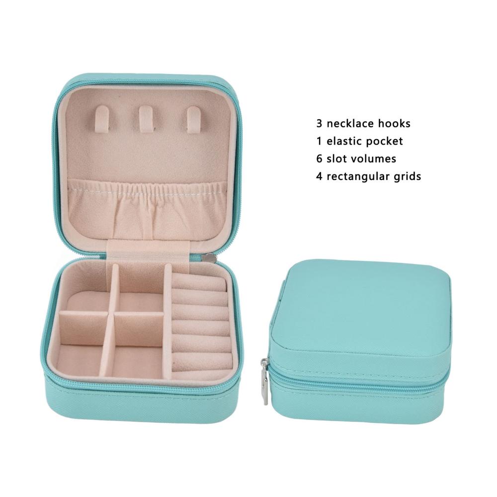Brillante Schätze unterwegs Tragbare Schmuckkästen mit 4 Fächern großer Kapazität Reißverschluss-Trennwand weichem Futter. Entdecken Sie die Mini-Schmuck-Aufbewahrungsbox für Reisen in Blau