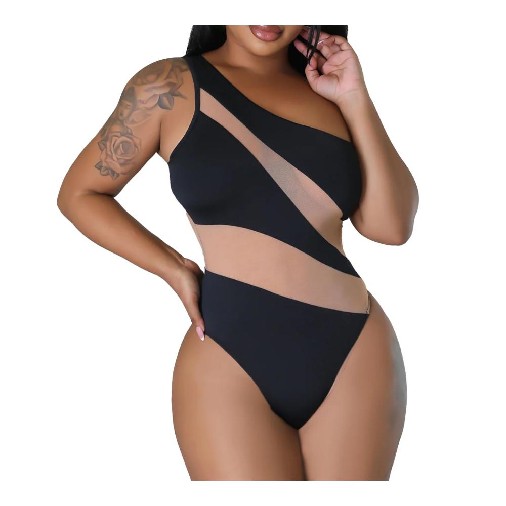Sexy Bikinioberteil für Damen Stilvoll bequem und ohne Stahlstütze! Entdecken Sie jetzt das Single-Shoulder-Design mit Mesh-Patchwork für große Brüste. Perfekt für den Sommer