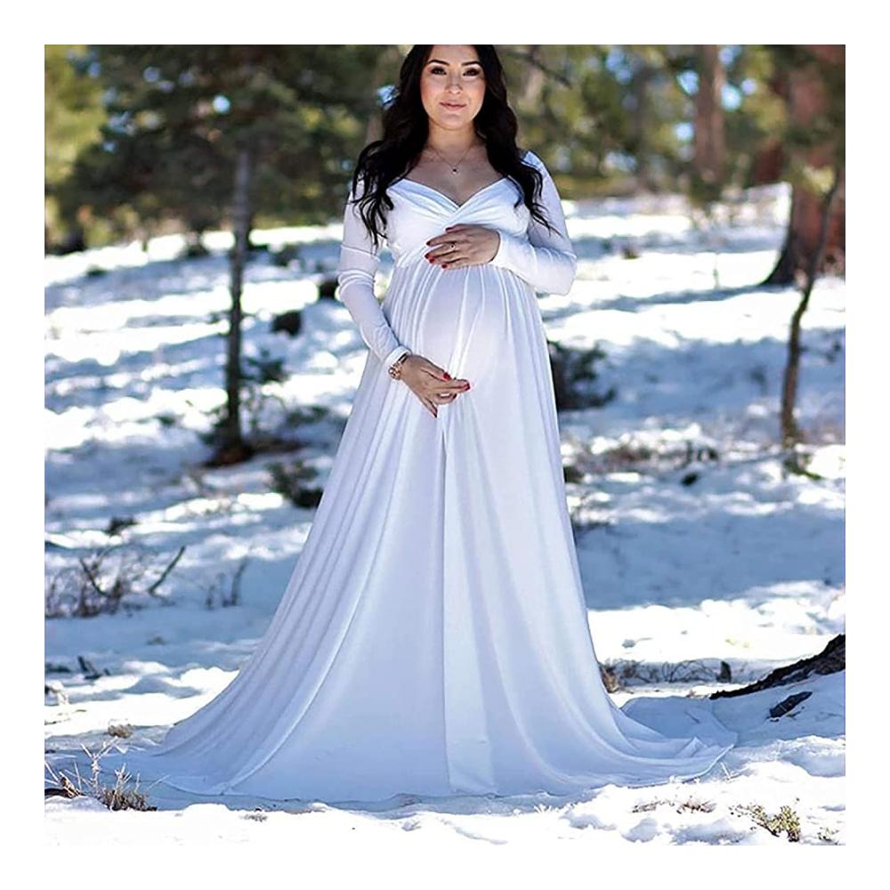 Entzückendes Schwangerschafts-Kleid Elegantes Maxikleid für Fotoshootings und besondere Anlässe. Stilvoll bequem und perfekt für werdende Mütter