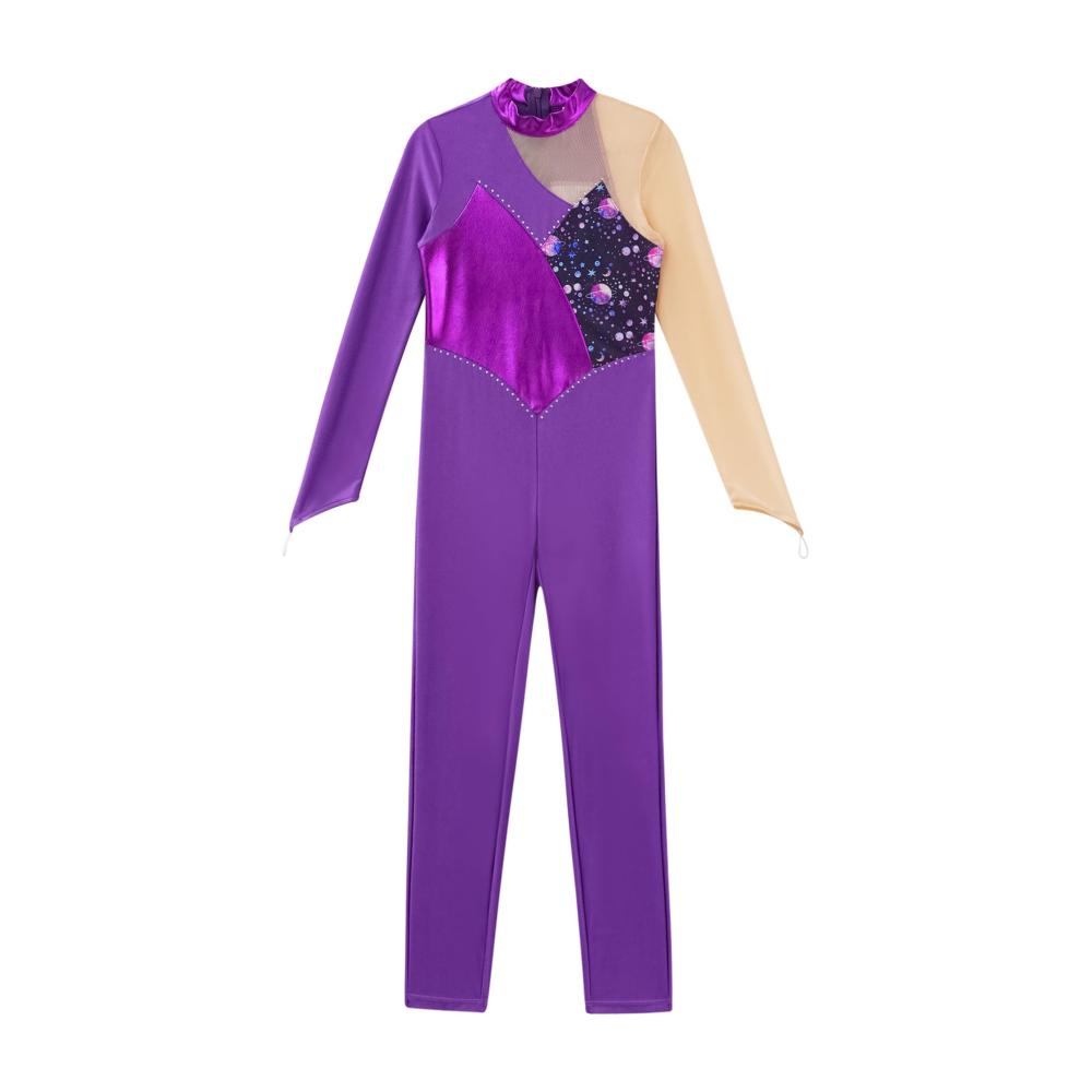 Kinder Mädchen Turnsport Leotard Komplettanzug Langarm Ballett Trikot Langhose Ganzanzug Wettkampf-Turnanzug Gym Akrobatik