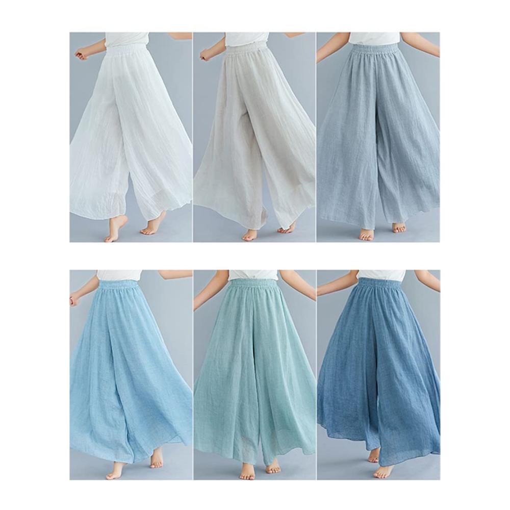 Bequeme Damenhose aus Baumwolle & Leinen - Weite Loungehose für Freizeit Sport & Yoga - Lockere Jogginghose in 12 Farben