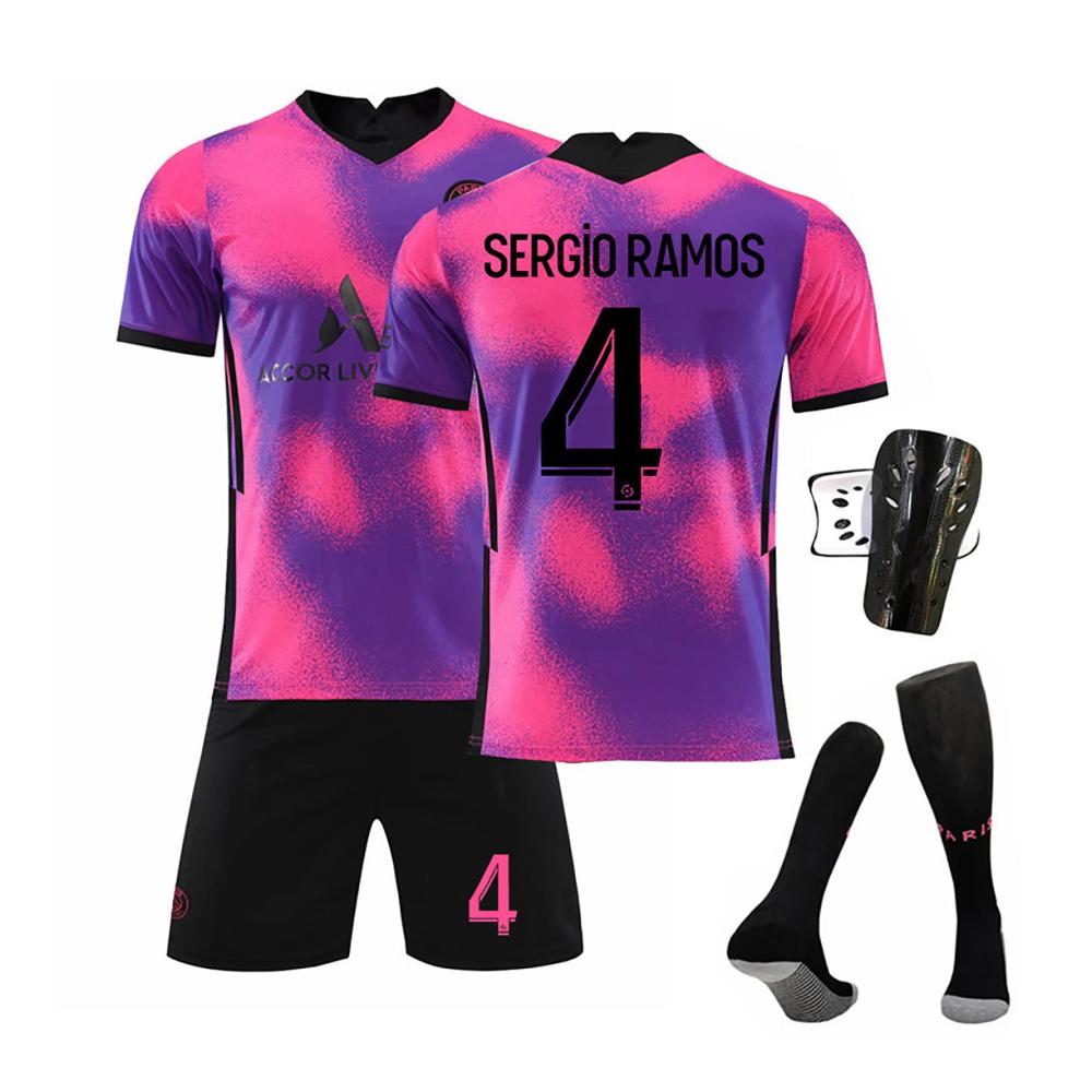 Hochwertiges Fußballtrikot-Set Trainingstrikots für Kinder & Erwachsene | Paris PSG Design Nr. 30 10 7 4 11 | Blau-Weiß mit Shorts & Socken | Ideal für Sporttraining