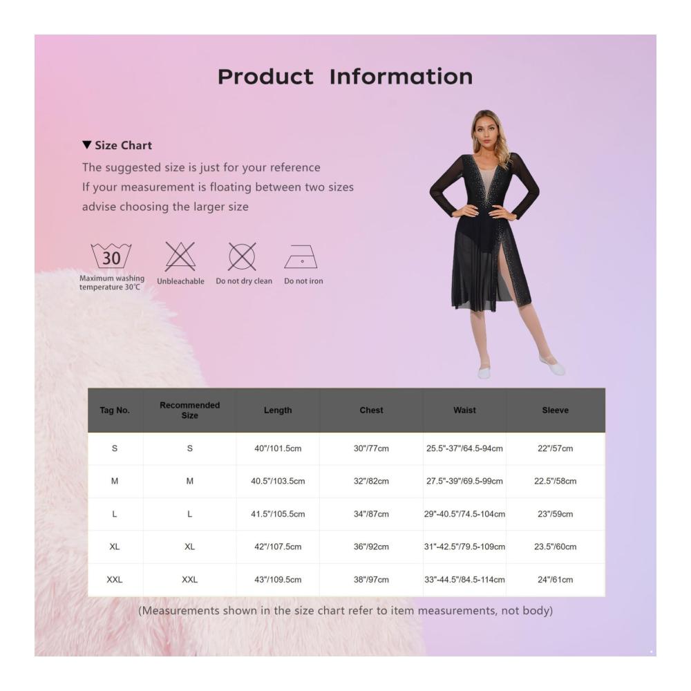 Entzückendes Damen Ballettkleid Elegante Langarm-Performance für Tanz und Gymnastik. Durchsichtiges Mesh und Tüll verleihen stilvolle Leichtigkeit. Perfekt für Contemporary und Ballsaal