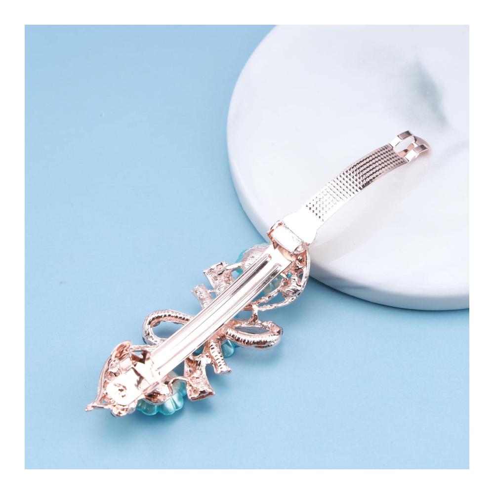 Exquisite Strass Blumen-Haarnadeln für Bräute Funkelnde Blaue Bogen-Kristall Barrettes - Elegantes Haar-Zubehör für Hochzeiten und Besondere Anlässe
