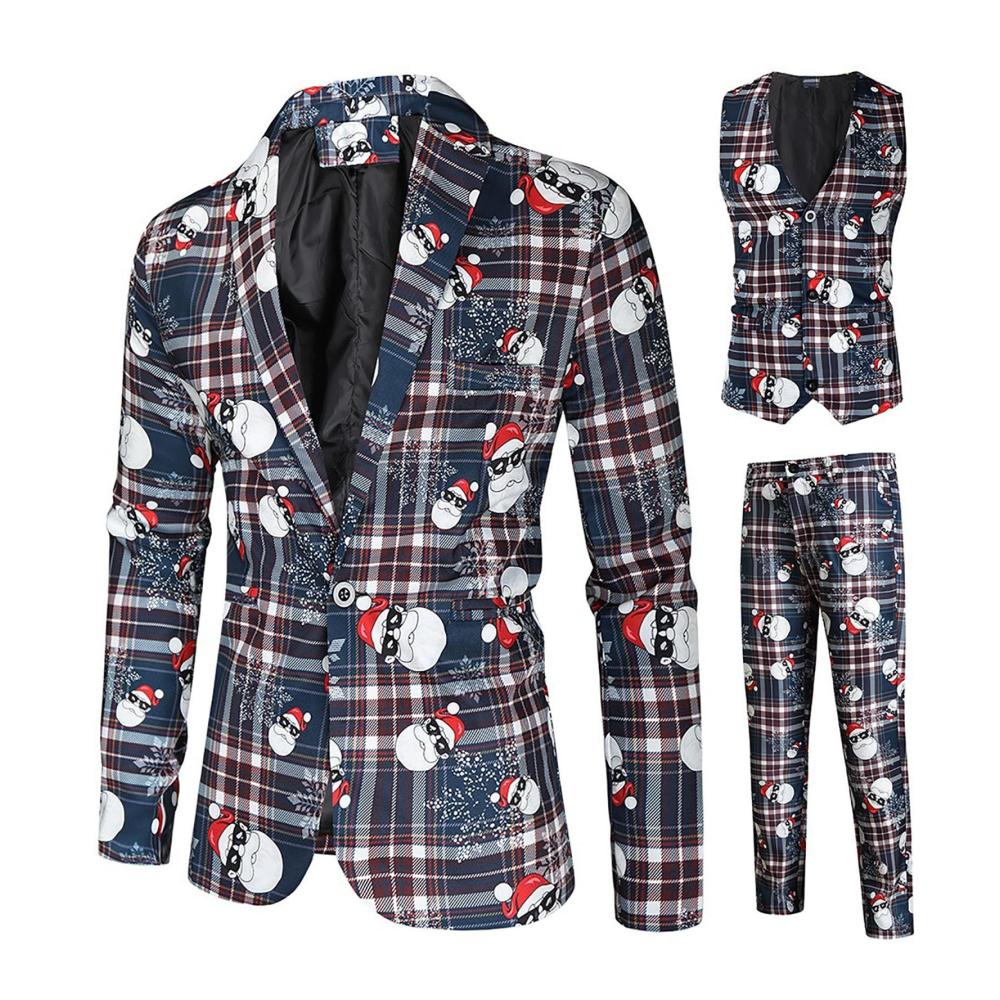 Entzückender Herren Weihnachtsanzug Slim Fit Blazer Weste Jacke & Hose für festliche Feiern! Lustiges Schneemann-Design perfekt für Weihnachts- und Partykostüme. Überraschen Sie mit Stil