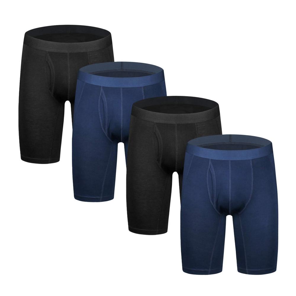 Hochwertige Retroshorts für Herren im 4er Pack antibakteriell und mit langem Bein bequeme Herren Boxershorts für jeden Tag
