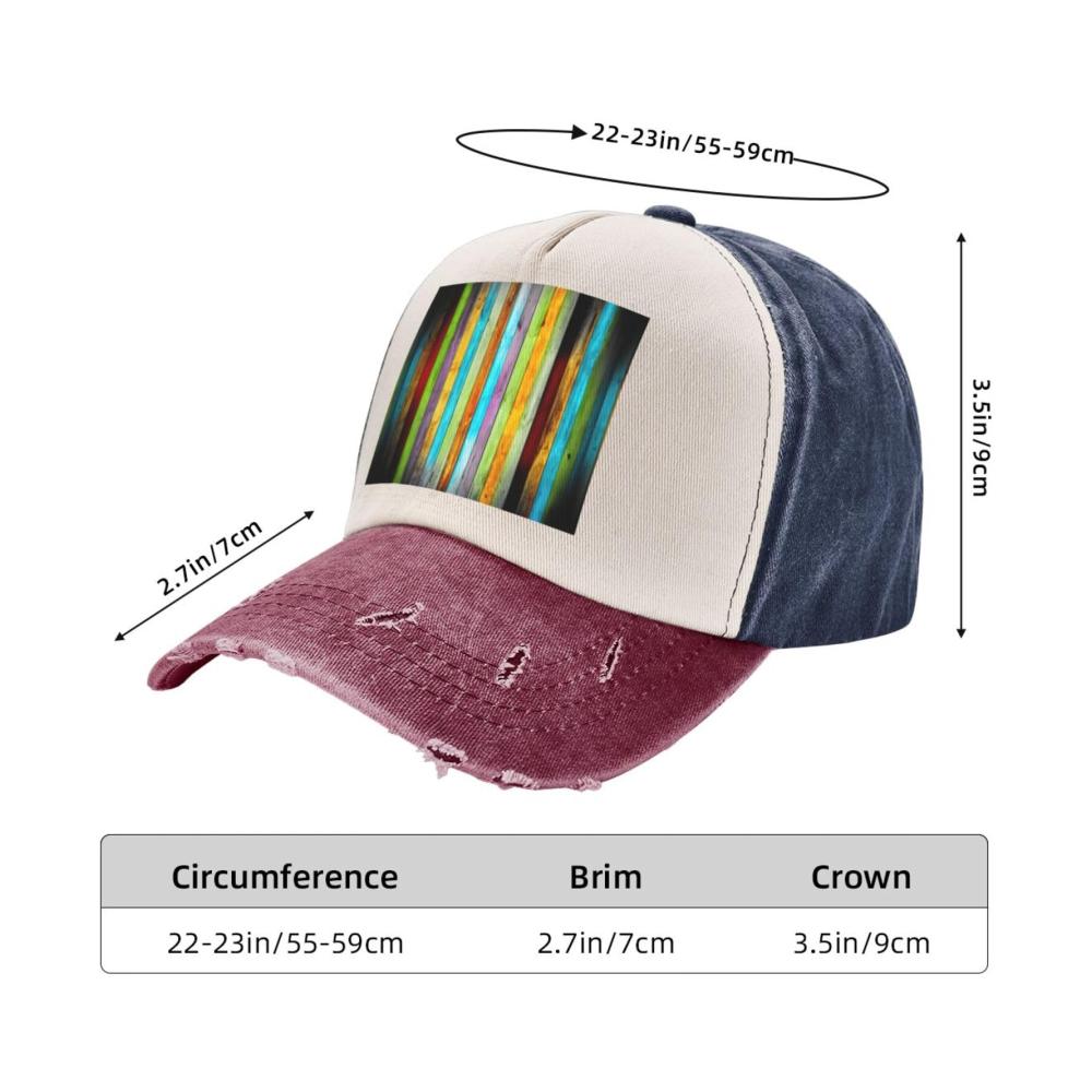 Bunte Holzbretter Unisex Baseball Cap Trendige und funktionale Baumwoll-Denim-Outdoor-Sportmütze für Sport und Freizeit