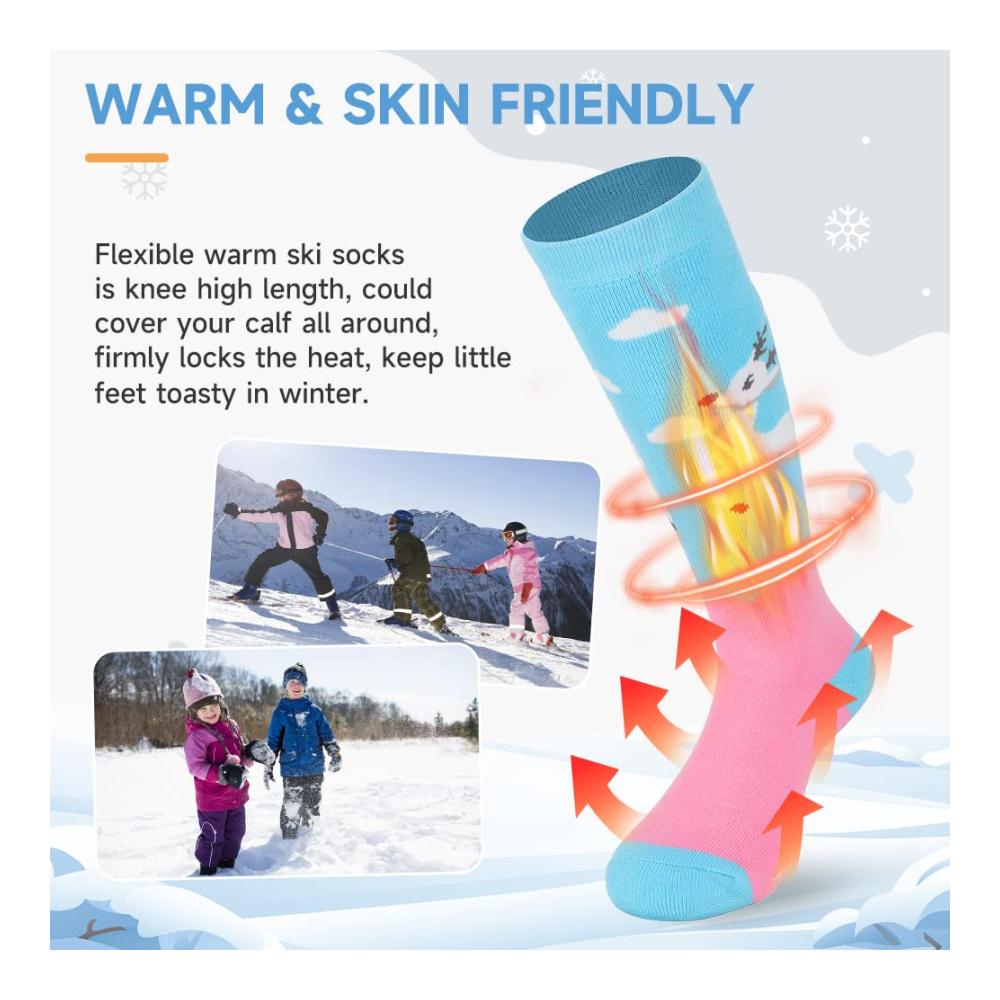Entdecken Sie die ultimative Wärme Findway 2er-Pack Skisocken für Kinder - Winterliche Leistung mit atmungsaktiven Thermoeigenschaften und rutschfestem Design - Perfekt für Outdoor-Spaß