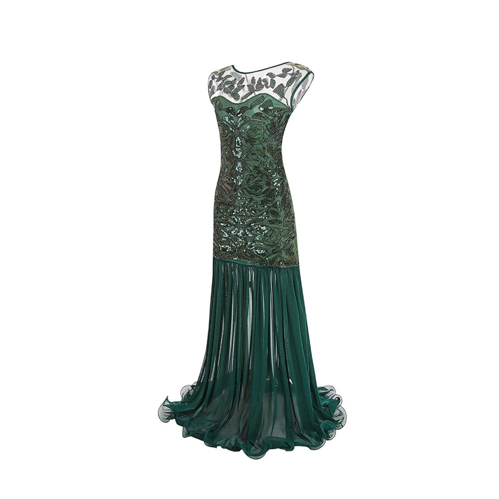 Abendkleid Damen im 1920er-Flapper-Stil V-Ausschnitt Pailletten Meerjungfrauen-Cocktailkleid balltauglich