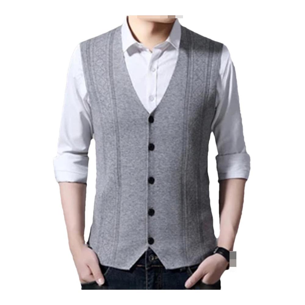 Stilvoller Herren-Pullunder für Herbst & Winter Ärmellose Strickweste mit Knöpfen in Einfarbigem Design