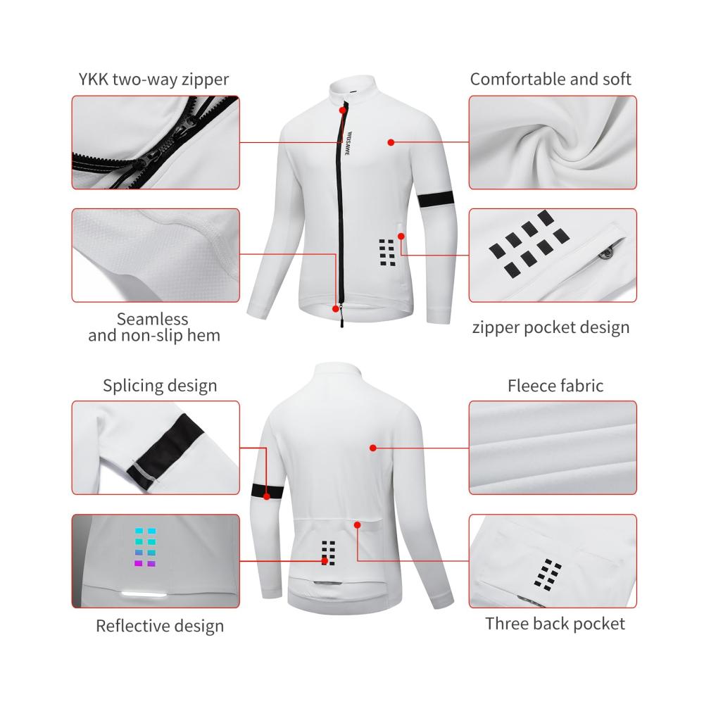 Herren Radjacke Winddicht Thermisch Isolierte Warm Mountainbike Jacke Fleece Mantel Langarm Reißverschluss Fronttaschen Verstellbar f\u00fcr Winter Herbst Radfahren Wandern