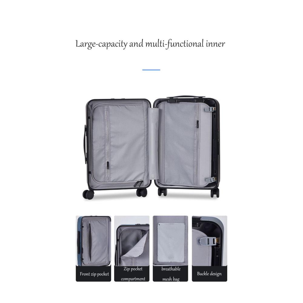 Leichtes Handgepäck 508 cm von Airlines zugelassen. Robustes PC-Hartgepäck mit Spinnrollen und TSA-Schloss. Attraktiver Trolley in Blau für reibungslose Reisen. Gönnen Sie sich Komfort