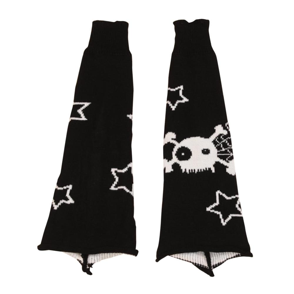 Entzückende Stulpen Doppelseitig tragbare Winterbeinwärmer mit Sternenschädel-Print für punkige Mädchen und Frauen! Kuschelig stylisch ein Must-have
