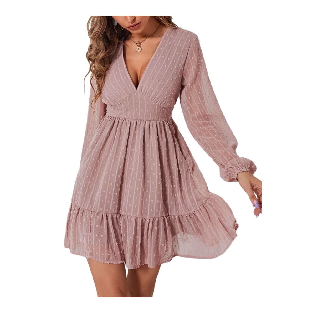 Boho-Chic pur Damen Sommerkleid mit V-Ausschnitt und Rüschen für stilvolle Freizeitlooks. Entspannt und trendy - das ideale Freizeitkleid! 🌞 Freizeit Sommer Mode