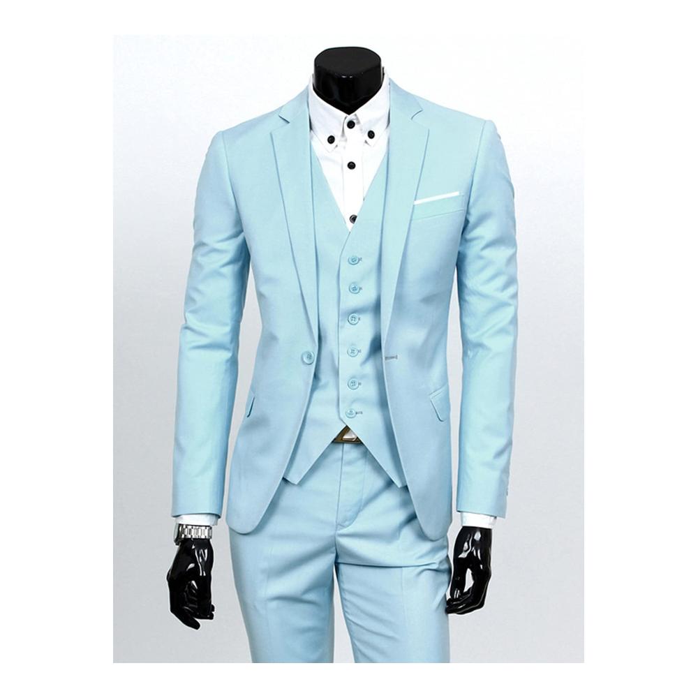 Exklusiver 3-Teiliger Business Anzug Eleganz in L Hellblau | Hochwertiger Herren Anzug mit Schmaler Jacke Smoking Blazer & Passender Hose | Perfekt für Hochzeiten & formelle Anlässe
