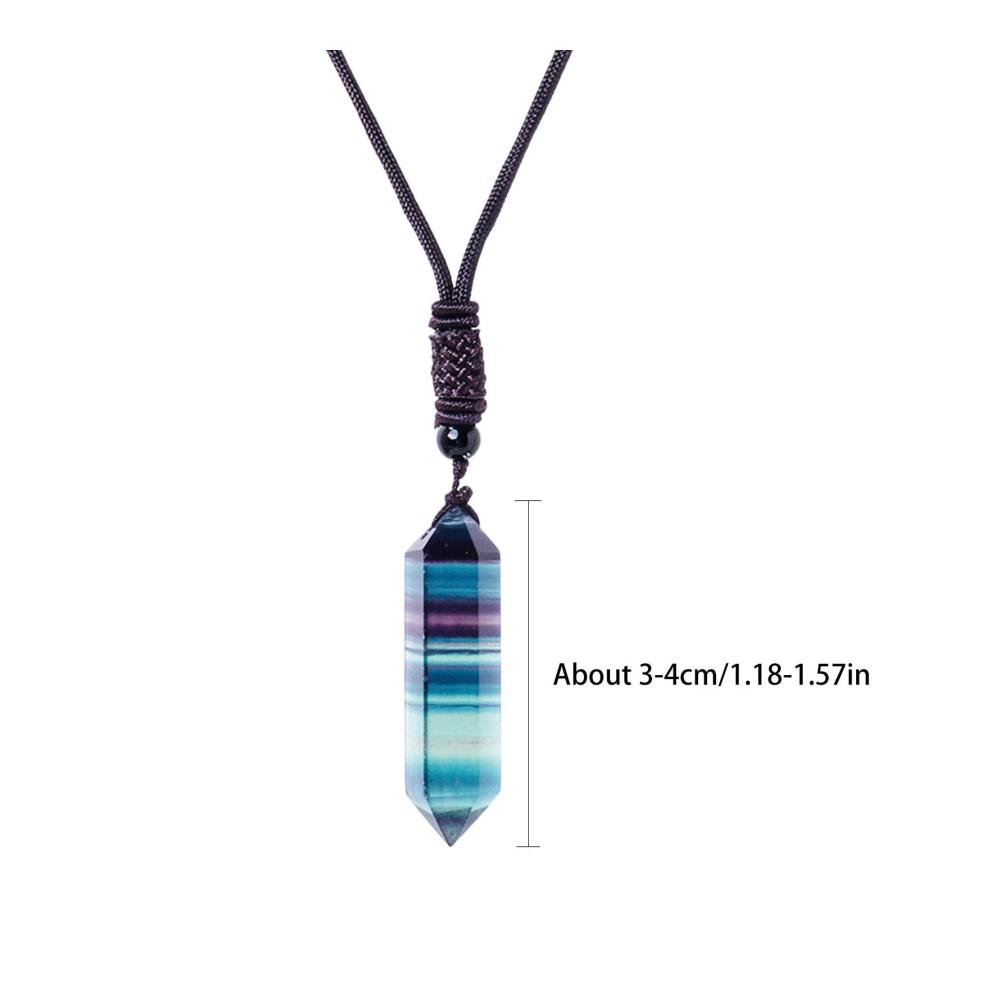 Sechseckige Anhänger aus Natural Fluorit-Kristallen | Hexagonale Energie-Edelstein-Kette mit Anhänger | Chakra-Heilung