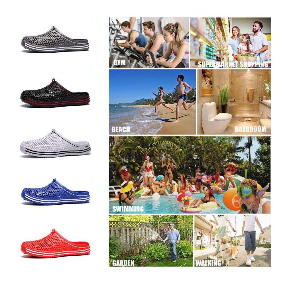 Erfrischende Unisex Clogs Atmungsaktiv geschlossen für Sommerliebhaber! Graue Hausschuhe für Strand Pool und Garten Männer und Frauen Größe 44 EU