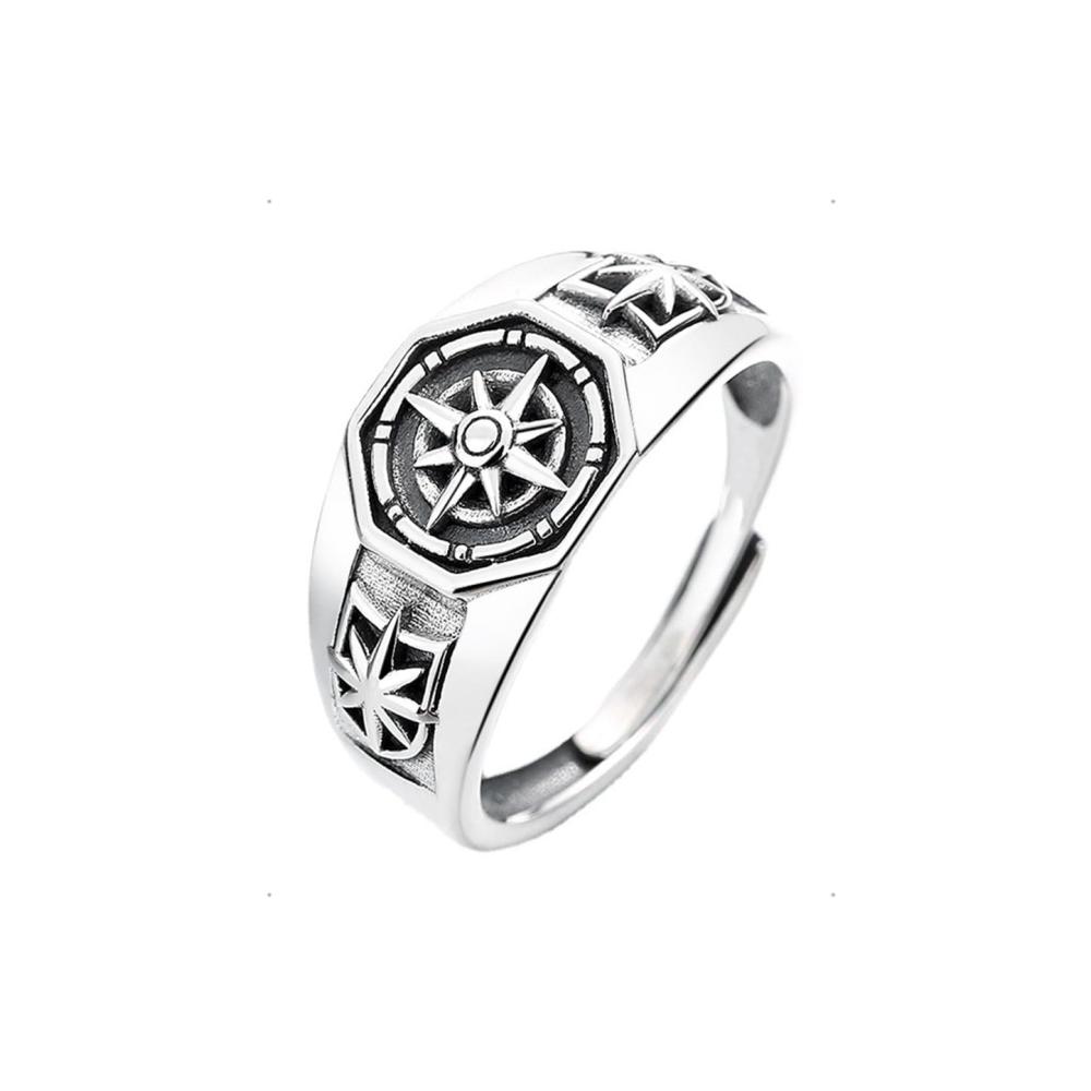 Entdecken Sie die Vielseitigkeit von Ringen Verstellbarer Silberring für Herren Fidget-Ring mit Schwarzberg-Motiv offen und anpassbar. Perfekter Vintage-Schmuck für Männer Frauen und Unisex