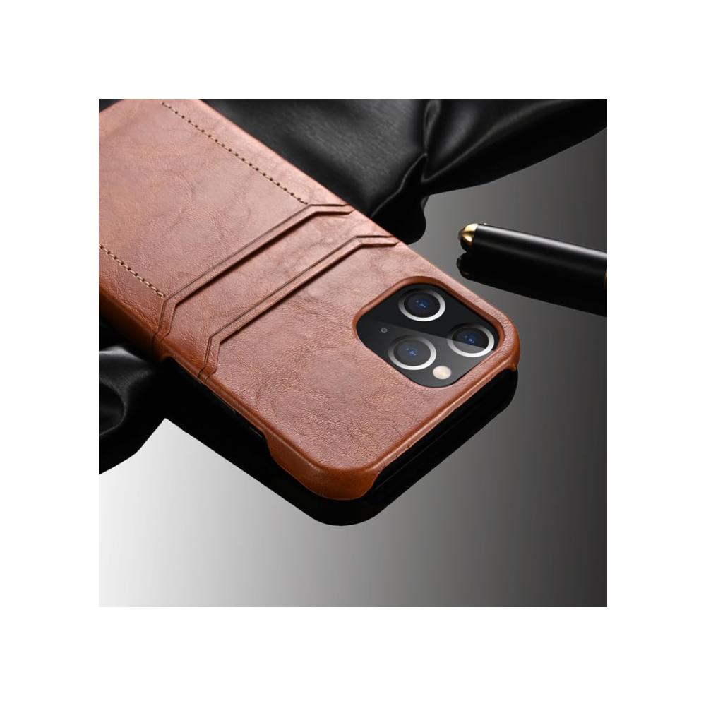 Praktisches Kreditkartenetui für iPhone 14Pro Max/14 Pro/14 Plus/14 – Hochwertiges PU-Leder – Braun – Organisieren Sie stilvoll Ihre Karten
