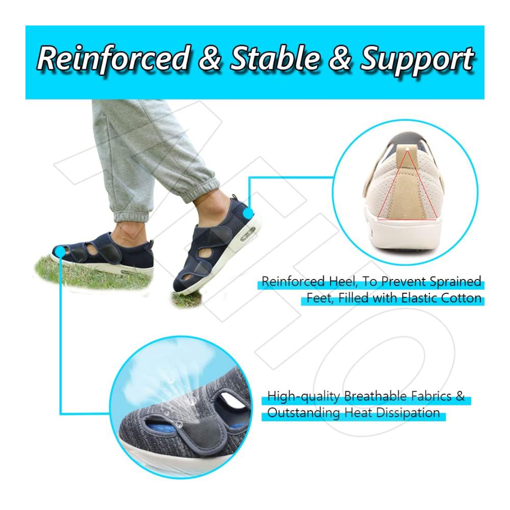 Orthopädische Walkingschuhe für Diabetiker Entlastung für geschwollene Füße. Atmungsaktives Mesh Klettverschluss Gesundheits- und Präventivschuhe für Herren und Damen