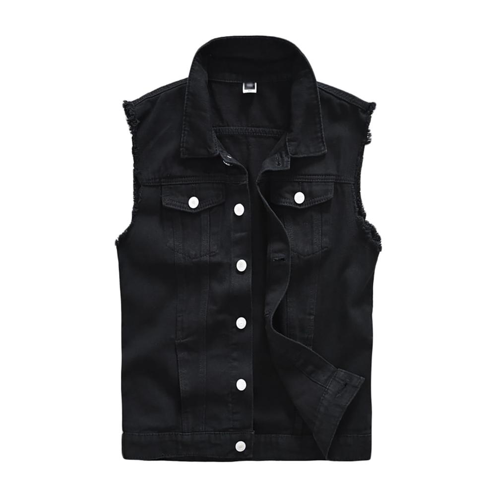 Stylische Herren-Jeansweste | Lässige zerrissene Denim-Weste für Freizeit und Punk-Look | Jugendlicher Charme in einer ärmellosen Casual-Weste